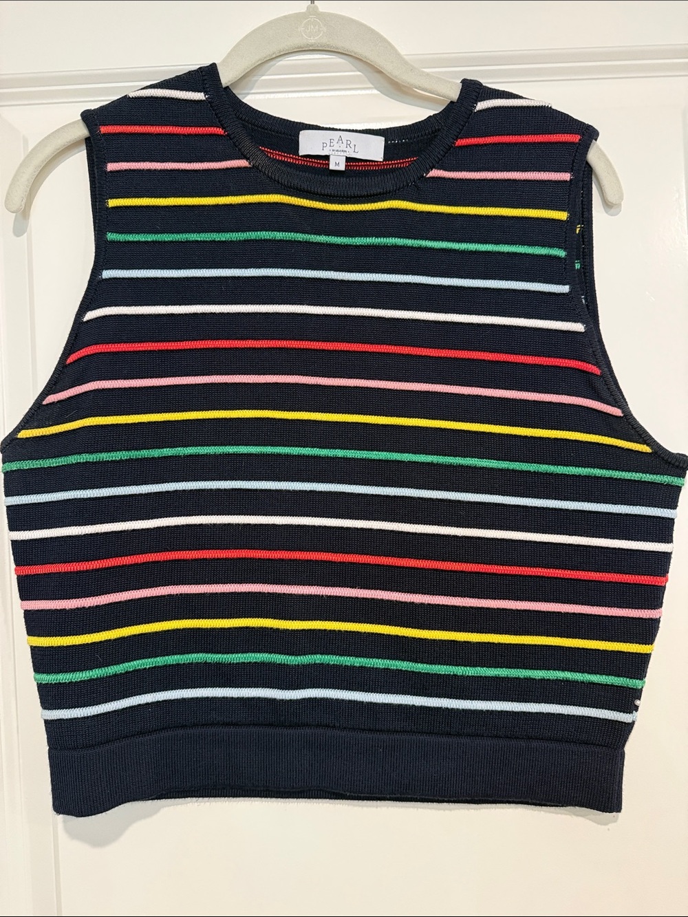 Pearl Navy Multicolor Striped Sleeveless Knit Tank